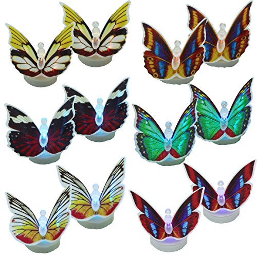 Bada Bing 12er Set LED Deko Schmetterling Butterfly Licht Farbwechsel Tischdeko Hochzeit selbstklebend von Bada Bing