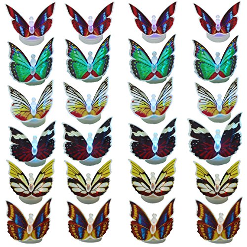 Bada Bing 24er Set LED Deko Schmetterling Butterfly Licht Farbwechsel Tischdeko Hochzeit selbstklebend von Bada Bing