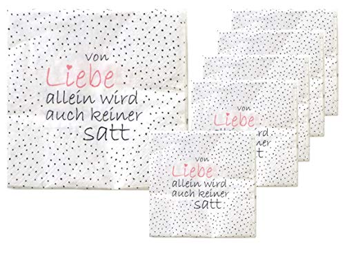 Bada Bing 6er Set Mit 120 Stück Servietten Spruch Weiß Edel Papierservietten"Von Liebe allein wird auch keiner satt" Für Eine Stilvolle Tischdekoration 07 von Bada Bing