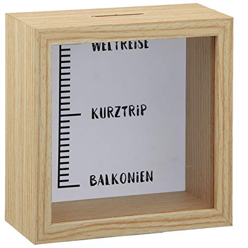 Bada Bing Sparbox Skala Von Balkonien Zur Weltreise Aus Holz mit Glasscheibe Spardose Bilderrahmen Ca. 14,5 x 14,5 cm Geldgeschenk Hochwertige Verarbeitung 06 von Bada Bing