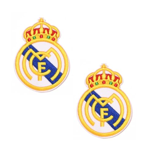 Packung mit 2 bestickten Aufklebern von Real Madrid zum Aufbügeln auf Kleidung, bestickte Patches zur Reparatur kleiner Risse oder zum Dekorieren von Kleidungsstücken von Badge-Law