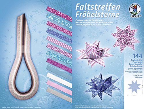 Ludwig Bähr Faltstreifen Fröbelsterne 120g/qm 1,5x60cm 144 Streifen 12 Papiersorten von Bähr