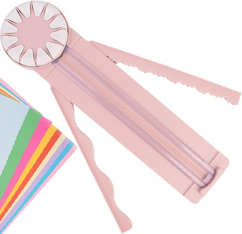 Paper Craft Kantenschneider, 12-in-1-Papierschneider, Papierkantenschneider, multifunktionale Papierschneidemaschine mit Messungen für Scrapbooking, Fotokarte, Geschenkverpackung, Rosa von BafanglaiUK