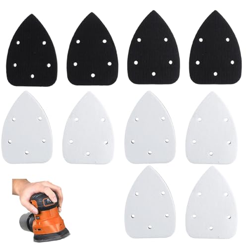 Black and Decker Maus-Schleifpads, 5 Löcher, Multifunktionswerkzeug-Schleifpads, Schwamm, Dreieck-Schleifpads, Klettverschluss-Detail-Schleifschnittstelle, Multitool-Pad, 10 Stück von Bafeil