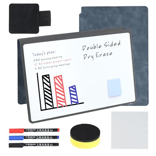 Mini Whiteboard und Stift - Kleines Whiteboard A5 Tragbares trocken abwischbares Whiteboard Notizblock, Wiederverwendbares Whiteboard Notizbuch mit Stift und Stifthalter, Wischtuch mit PU-Abdeckung von Bafeil