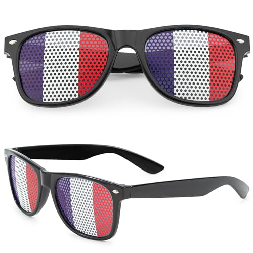 Em Fanartikel Frankreich, Fussball Em Fanartikel, 2 Stück Sonnenbrille mit Frankreich Flagge Design, France Brille Sonnenbrille Frankreich Fanartikel für Em Olympische Fan von Bafiwu