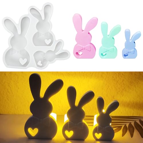 Silikonformen Gießformen Ostern, DIY Kaninchen Silikonform Ostern, Gießformen Silikon Set, Kaninchen Giessformen Silikon DIY Gießform Frühling Osterdekoration Basteln von Bafiwu