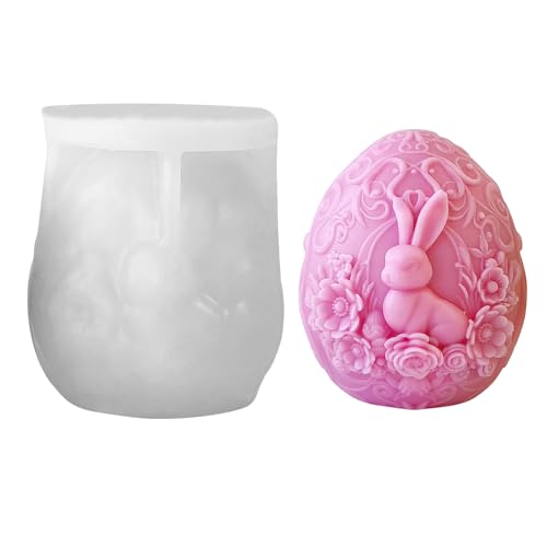 Silikonformen Gießformen Ostern, Silikonform Ei Gießform Silikon, 3D Silikonform Osterei Hase Frühling, Oster Silikonformen Eier DIY Kerzenformen von Bafiwu