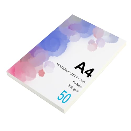 Premium Aquarellpapier 300g/m² I 50 Blatt I Vielseitiger Aquarellblock für brillante Kunstwerke I Ideal für Aquarell, Gouache, Tempera & Acryl I Hochwertiges Watercolor Paper! von Bafumiu