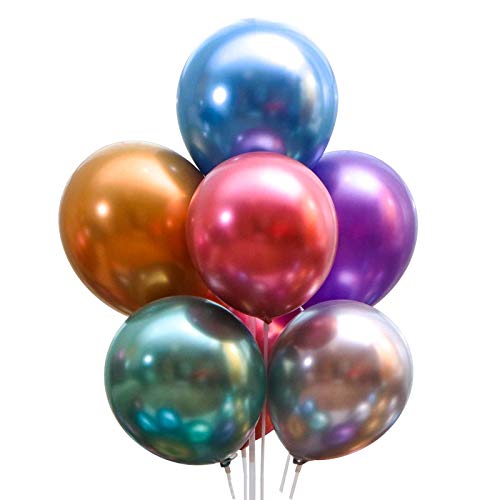 Bahwphry 100 StüCk 10 Metallic Farbe Latex Luftballons Dickes Chrom Helium Luft Hochglanz Metall Perle Ballon Globos für Dekor von Bahwphry