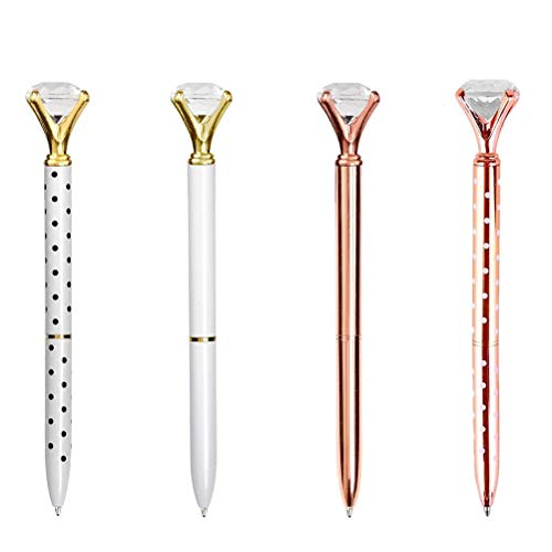 Kugelschreiber Kristall,Diamant Kugelschreiber 4er Pack Roségold Metall Druckkugelschreiber Große Kristall Stift für Geschäft Büro Schreibwaren Schule von BaiJ