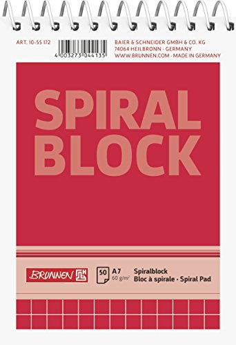 Brunnen 1055172 Spiralblock / Notizblock (A7, kariert, 50 Blatt, 60g/m²) von Baier & Schneider