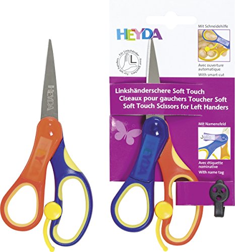 Heyda 2048078 Kinderschere Soft-Touch 13,5 cm mit Soft-Touch-Einlage spitz für Linkshänder) von Baier & Schneider