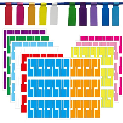 Bailinks 300 Stück Kabel-Etiketten, bunt, selbstklebend, Kabel-Etiketten, wasserdicht, farbige Aufkleber, unterstützt Handschrift und Laserdruck, 10 Blatt von Bailinks