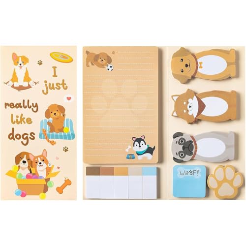 Bailinks 440 Blätter Haftnotizen Set - Lustige Memo Pads Design, Selbstklebende Notizzettel für Schule, Büro, Lehrer Geschenke, Schülerbedarf, Kinder Page Marker, Schreibwaren Zubehör (Welpe) von Bailinks