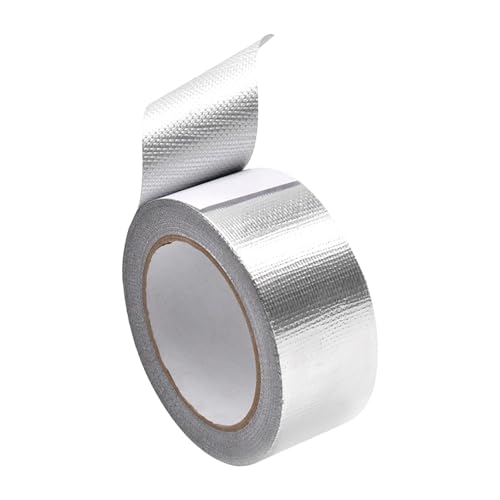 Bailinks Aluminium Klebeband, Hitzeschutz Aluminiumklebeband, Alufolie Klebeband, 48mm x 20m x 0.15mm, Wasserdicht Dichtband für Lüftungs- und Klimaanlagen, Metallreparatur und Isolierung von Bailinks