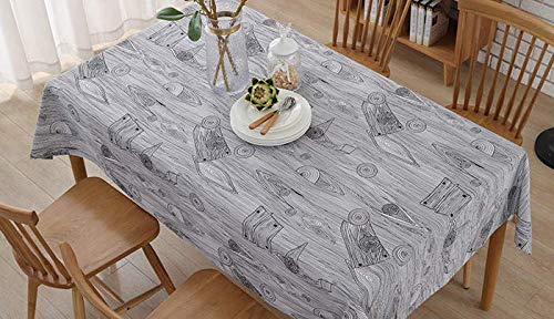 Baisheng Tischdecke Langlebig geschmacklos Tischdecke Rechteckig Stoff Bedruckt Tischdecke für den Innen- und Außenbereich (Künstlerische Holzmaserung-55 * 86Inch/140 * 220cm) von Baisheng