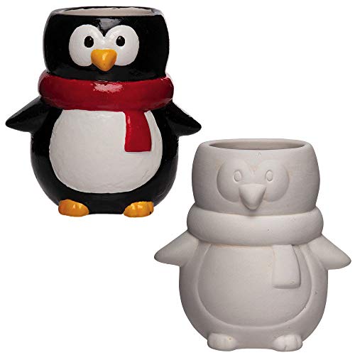 Baker Ross AX349 Keramik-Blumentöpfe in Pinguin-Form, 2 Stück, für Kinder zum Bemalen und Bepflanzen, Mittel von Baker Ross