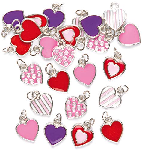 Baker Ross Anhänger "Herzen" für Ketten und Armbänder - Charms - Bettelarmband für Kinder zum Basteln ideal zum Valentinstag und Muttertag (24 Stück) von Baker Ross