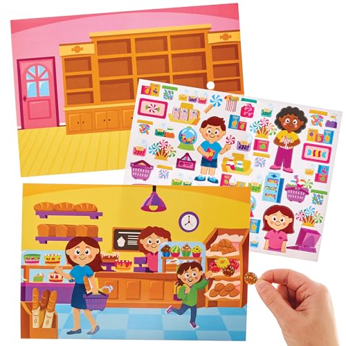 Baker Ross Aufkleber-Szene einkaufen – 5er-Pack, selbstklebende Aufkleber für Kinder, Basteln für Kinder, Multicolour Vinyl Sticker für verschiedene Oberflächen von Baker Ross