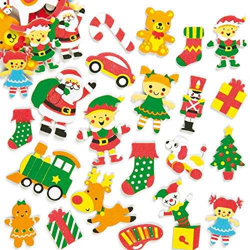 Baker Ross EF957 Weihnachtswerkstatt Moosgummi Sticker - 100 Stück, Schaumstoff Aufkleber für Kinder zum Basteln, Gestalten und Dekorieren von Baker Ross