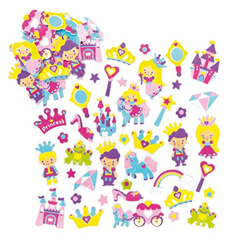 Baker Ross ET596 Ross Aufkleber aus Schaumstoff - Prinzessin - Sticker Set für Kinder zum Basteln - als Mitgebsel zum Kindergeburtstag - 120 Stück, Sortiert von Baker Ross