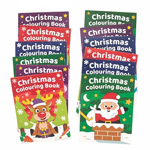 Baker Ross FC173 Weihnachten Mini Malbücher für Kinder - 12er Pack, Malbuch für Kinder, für Partytüten oder kleine Kindergeschenke, Adventskalendergschenke, Kleines Nikolaus Geschenk von Baker Ross