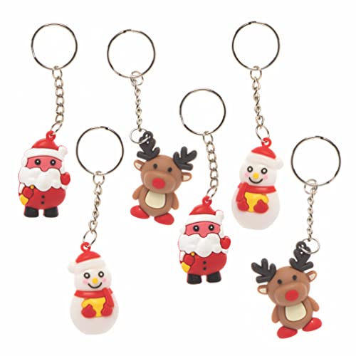 Baker Ross FC236 Weihnachtsfiguren Schlüsselanhänger- 6er Pack, Schlüsselanhänger für Kinder, ideal für Partytüten, Nikolaus, Zuckertüte und kleine Geschenke von Baker Ross