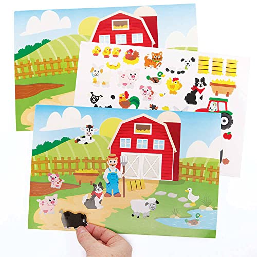 Baker Ross FC803 Bauernhof Szene Sticker Seite Set - 5er Pack, Aufkleber Set für Kinder zum Basteln, Gestalten und Dekorieren von Baker Ross