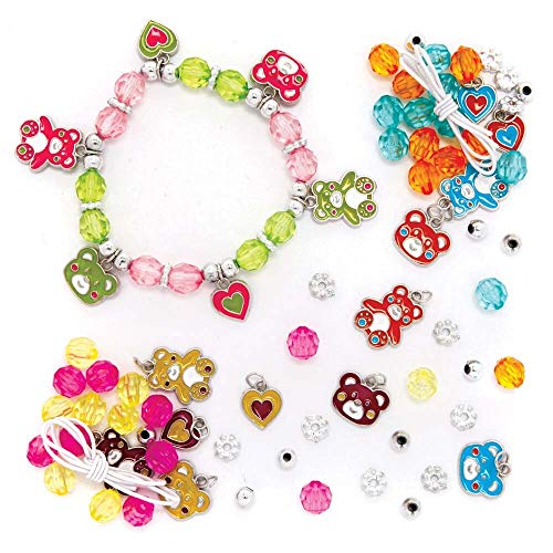 Baker Ross FE368 Bettelarmband Teddybär Bastelset - 3er Pack, Perfekt für Mädchen zum Basteln als Kinderschmuck, Kindergeburtstag basteln von Baker Ross