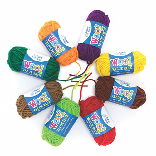 Baker Ross FE606 Wolle in Herbstfarben, Vorteilspack, Strickgarn für Kunst- und Bastelbedarf für Kinder und ihre ersten Schritte im Nähen, 8er-Pack von Baker Ross