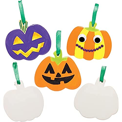 Baker Ross FE739 Kürbis Keramik Dekorationen - 5er Pack, Halloween Dekorationen zum Selbstgestalten, Kunstset für Kinder von Baker Ross