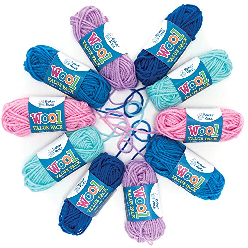 Baker Ross FE884 Wolle in Winterfarben, Vorteilspack, 10er-Pack, Strickgarn für Kunst- und Bastelbedarf für Kinder und ihre ersten Schritte im Nähen. von Baker Ross