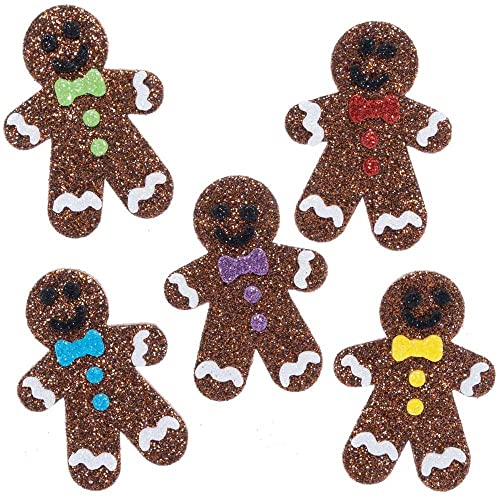 Baker Ross FE933 Glitzer Lebkuchen Schaumstoff Sticker - 100 Stück, Moosgummi Aufkleber für Kinder zum Basteln, Gestalten und Dekorieren von Baker Ross