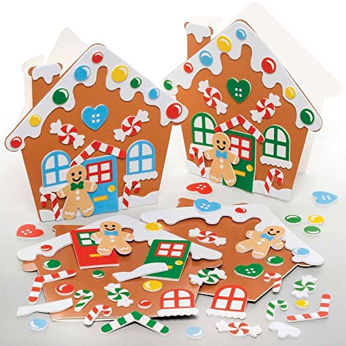 Baker Ross FE939 Lebkuchenhaus Karten Set - 6er Pack, Kartenrohlinge für die Kartenherstellung, Gestalte deine eigenen Weihnachtskarten, Ideal für Kinder Kunst und Bastelprojekte von Baker Ross