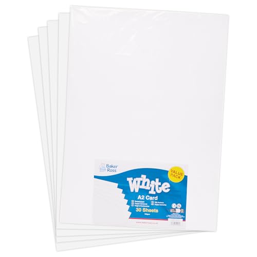 Baker Ross FN223 A2 Weißes Kartenpaket - 30er Pack, Blanko-Papierbogen, Blanko-Blätter für Kunst und Basteln von Baker Ross