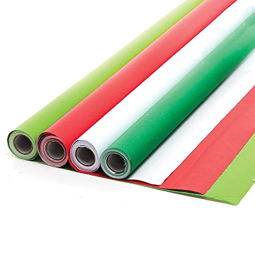 Baker Ross FX327 Plakatrollen Multipack "Weihnachten" - Packung mit 4 Rollen, Grün, Weiß, Rot, Schulbedarf, Präsentationspapier für das Klassenzimmer, Hintergrundpapier von Baker Ross