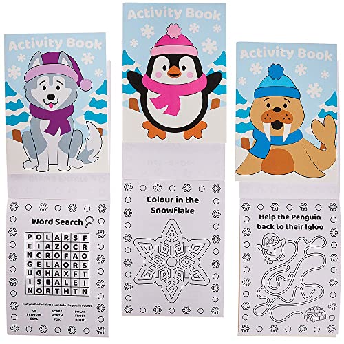 Baker Ross FX361 Winter Mini Aktivitäten Bücher - 12er Pack, Puzzles und Malen nach Zahlen für Kinder ab 3 Jahren, Mittel von Baker Ross