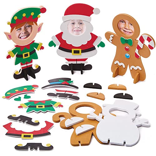 Baker Ross FX379 Weihnachtsfiguren Bilderrahmen zum Ausstellen-5 Stück, Basteln, Moosgummi Fotorahmen für Kinder, Weihnachtsbasteln von Baker Ross