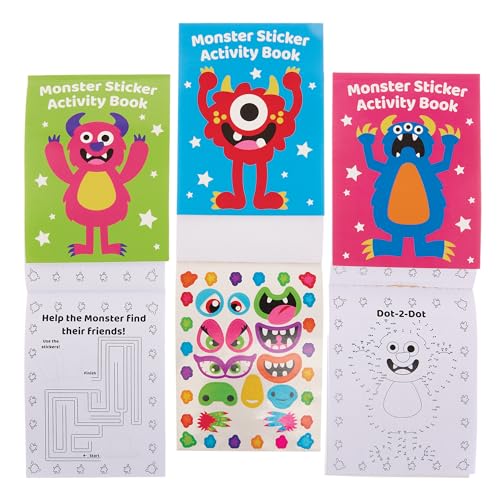 Baker Ross FX592 Monster Sticker Activity Books, unterhaltsame Halloween-Aktivitätsbücher für Kinder, 8 Stück von Baker Ross