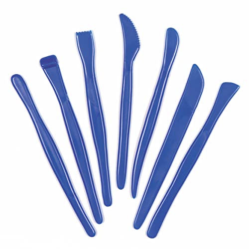 Baker Ross Kunststoff-Modellierwerkzeuge AC443, perfekt zum Formen, Modellieren und Schneiden von Mustern in Ton und Modelliermasse (14 Stück), blau von Baker Ross