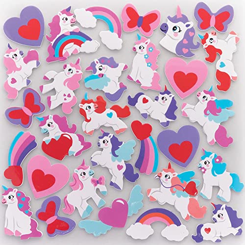 Baker Ross Liebe Einhorn Schaumstoff Sticker - 200 Stück, Valentinstag Schaumstoff Aufkleber für Kinder zum Basteln, Gestalten und Dekorieren (FC397) von Baker Ross