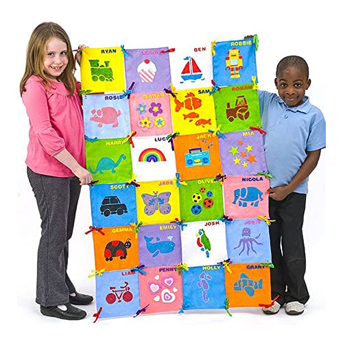 Baker Ross Patchwork-Steppset für Kinder zum Malen, Dekorieren und Präsentieren für Kunst- und Handwerksprojekte im Klassenzimmer und Wandplakate (Packung mit 32 Quadraten) von Baker Ross