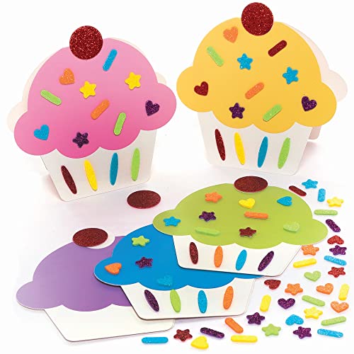 Baker Ross Regenbogen Cupcake Karten - 6er Pack, Karten Basteln für Kinder (FC412), verschiedene Farben von Baker Ross