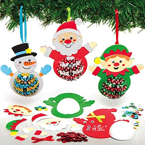 Baker Ross Weihnachtsfiguren-Set mit Pailletten AX741-3 Stück, Baumschmuck, Dekorationen zum Aufhängen, für Kinder, Kunst und Basteln für Weihnachten von Baker Ross