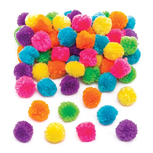 Baker Ross Wollpompons in Neonfarben (Packung mit 84 Stück) Sparpaket in leuchtenden Farben Perfekt für Kunst- und Bastelprojekte für Kinder, zum Personalisieren oder zum Erstellen von Kostümen von Baker Ross