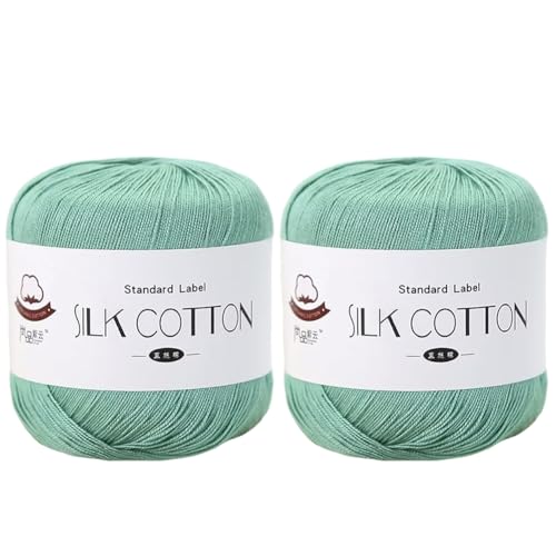 2 x 50 g Seiden-Baumwollgarn Baumwoll-Häkelfaden Strickgarn mittlere Dicke Seidengarn Spitzenhäkelgarn zum DIY-Weben von Seidenschals Handstickerei von BakerMiche