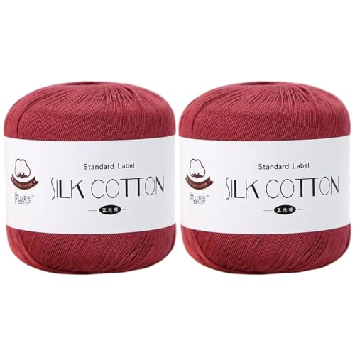 2 x 50 g Seiden-Baumwollgarn Baumwoll-Häkelfaden Strickgarn mittlere Dicke Seidengarn Spitzenhäkelgarn zum DIY-Weben von Seidenschals Handstickerei 2 x 50 g Seiden-Baumwollgarn Baumwoll-Häkelfaden Strickgarn mittlere Dicke Seidengarn Spitzenhäkelgarn zum DIY-Weben von Seidenschals Handstickerei von BakerMiche