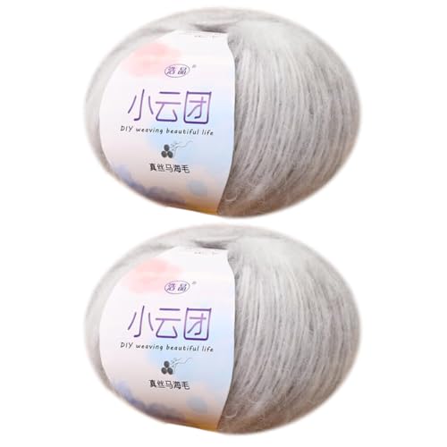 2 x 50 g Seiden-Mohairgarn weiches Mohair-Wollstrickgarn mehrfarbiges Farbverlaufsgarn Handhäkelgarn zum DIY-Häkeln und Stricken von Mützen Pullovern Schals Babykleidung von BakerMiche