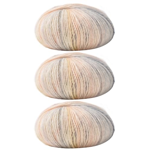 3 x 50g mehrfarbiges Strickgarn weiches Häkelgarn atmungsaktives Acryl-Baumwollgarn für Garnprojekte zum Herstellen von Mützen, Pullovern, Schals, Handschuhen von BakerMiche